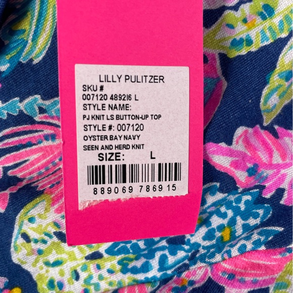 NWT Lilly Pulitzer Oyster Bay (blue) pajama top, large - Picture 3 of 6